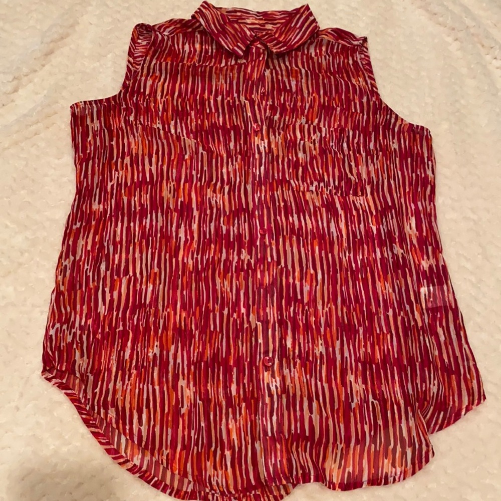Petite small red multicolor design tank top